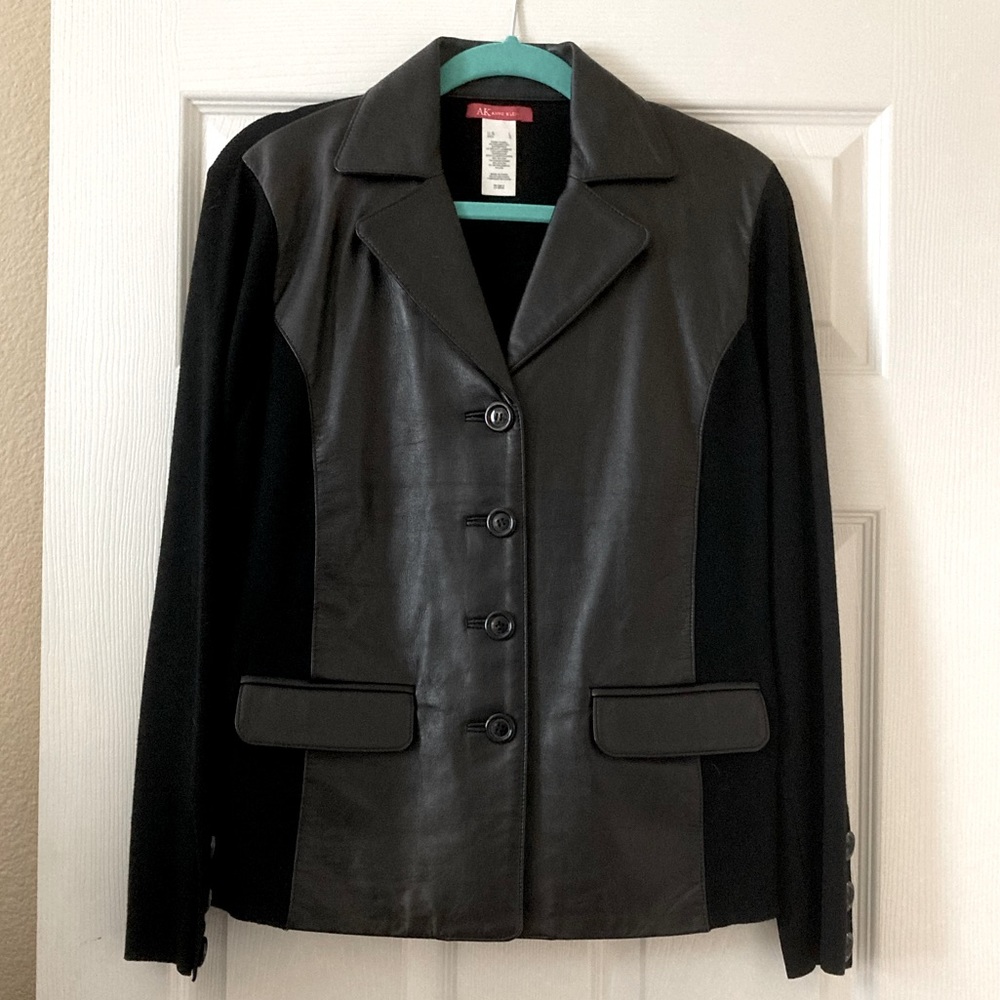 Leather & Knit Jacket by Anne Klein
